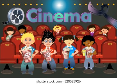 Sala de cine con gente