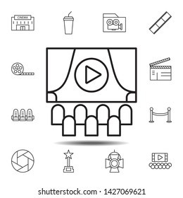 cinema, hall, screen, people icon. Simple thin line, outline vector element of Cinema icons set for UI and UX, website or mobile application