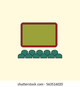 Cinema hall Vector illustration in flat style Cinema auditorium with movie screen and seats
