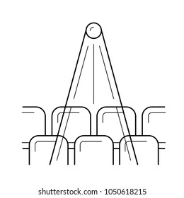 Cinema hall vector line icon isolated on white background. Cinema hall line icon for infographic, website or app. Icon designed on a grid system.