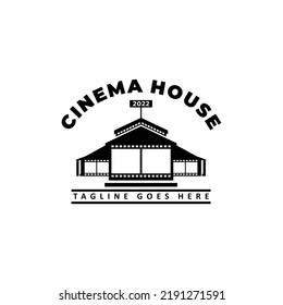 Cinema House With Film Strip For Cinema Or Video Studio Logo