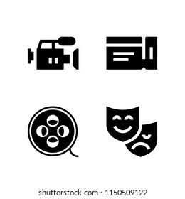 cinema icon. 4 cinema set with ticket, theater and film vector icons for web and mobile app