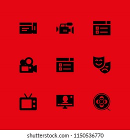 cinema icon. 9 cinema set with video web, theater, film and television vector icons for web and mobile app