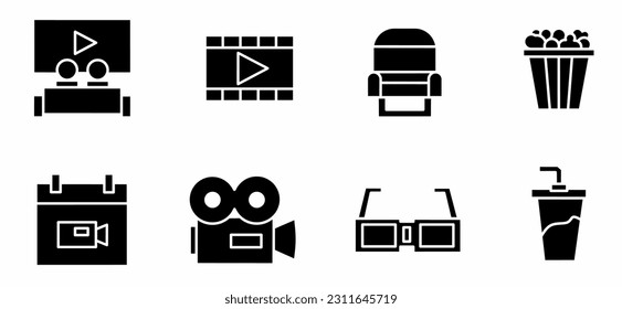 Cinema icon collection. Vector illustration.