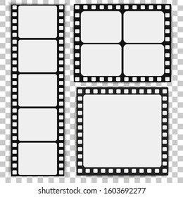 Cinema icon for concept design. Video camera simple icon. Cinema frame. Movie film reel. Black ticket icon. Drink element. Vector photo booth icon. 