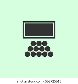 Cinema icon flat. Grey vector symbol on green background