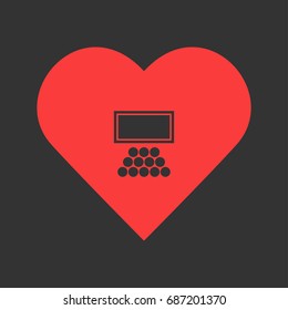 Cinema icon flat. Simple pictogram on heart background. Vector illustration symbol