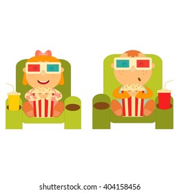 Cinema Icon  Isolated on White Background. Movie Placard. Kids Watch Movies. Vector Illustration.