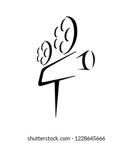 Cinema icon or logo template - simple outline silhouette of movie projector - vector motion picture mechanical device