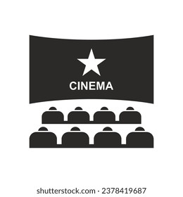 Cinema icon. Movie theater. Vector icon isolated on white background.