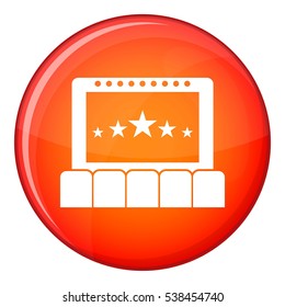 Cinema icon in red circle isolated on white background vector illustration
