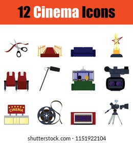 Cinema icon set. Color  design. Vector illustration.