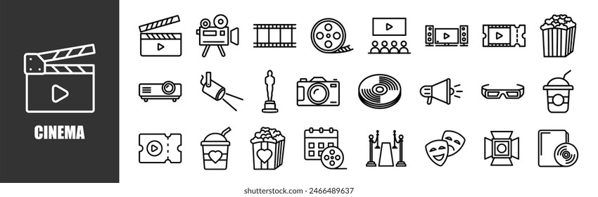 cinema icon set for design elements	