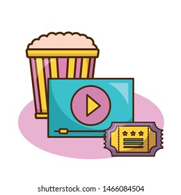 Cinema icon set design, Movie video film media entertainment show and event theme Vector illustration