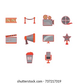 cinema icon set flat color