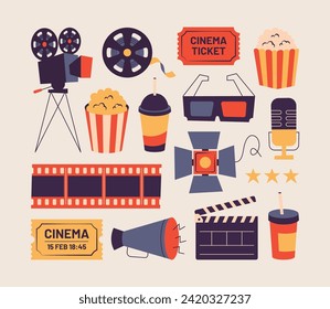 Cinema Icon Set in Flat Style