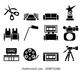 Cinema Icon Set. Fully editable vector illustration. Text expanded.