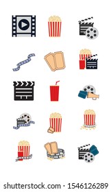 cinema icon set pack, High Quality variety symbols Vector illustration