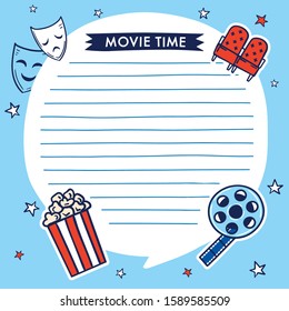 Cinema icon set with text and layout template for cards and banner design : Vector Illustration
