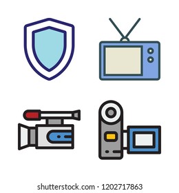 cinema icon set. vector set about video camera, camcorder, television and video camera icon icons set.
