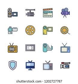 cinema icon set. vector set about television, camcorder, movie and video camera icons set.