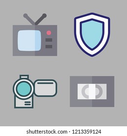 cinema icon set. vector set about videotape, camcorder, video camera icon and television icons set.