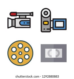 cinema icon set. vector set about film, camcorder, video camera and videotape icons set.