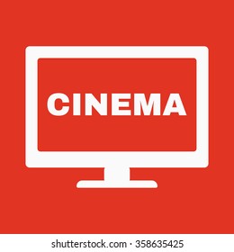 The cinema icon. Television and tv, movie, film symbol. Flat Vector illustration