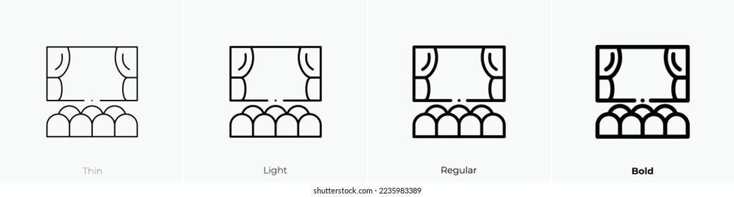 cinema icon. Thin, Light Regular And Bold style design isolated on white background
