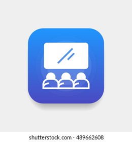 Cinema icon vector, clip art. Also useful as logo, square app icon, web element, symbol, graphic image, silhouette and illustration.