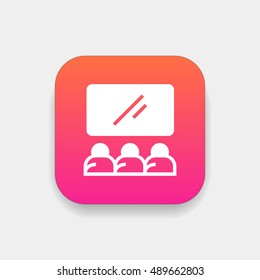 Cinema icon vector, clip art. Also useful as logo, square app icon, web element, symbol, graphic image, silhouette and illustration.