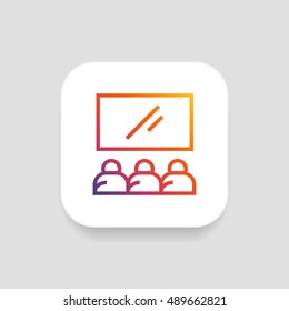 Cinema icon vector, clip art. Also useful as logo, square app icon, web element, symbol, graphic image, silhouette and illustration.