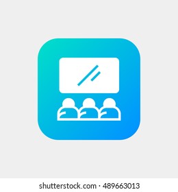 Cinema icon vector, clip art. Also useful as logo, square app icon, web element, symbol, graphic image, silhouette and illustration.