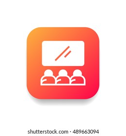 Cinema icon vector, clip art. Also useful as logo, square app icon, web element, symbol, graphic image, silhouette and illustration.