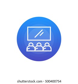 Cinema icon vector, clip art. Also useful as logo, circle app icon, web element, symbol, graphic image, silhouette and illustration.