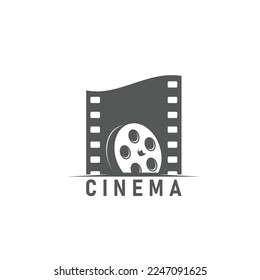 Icono de cine, bobina de tambor vector y emblema retro de película para festival de cine. equipo aislado de grabación de vídeo en estudio de cinematografía vintage. Etiqueta monocroma de la industria del entretenimiento en el estilo antiguo