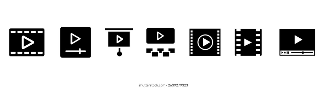 Cinema icon vector set. Play illustration sign collection. Watch online symbol. Movies web icons. Cinema symbols for web and mobile app.