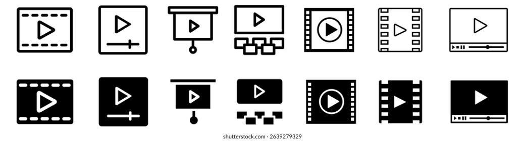 Cinema icon vector set. Play illustration sign collection. Watch online symbol. Movies web icons. Cinema symbols for web and mobile app.