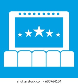 Cinema icon white isolated on blue background vector illustration