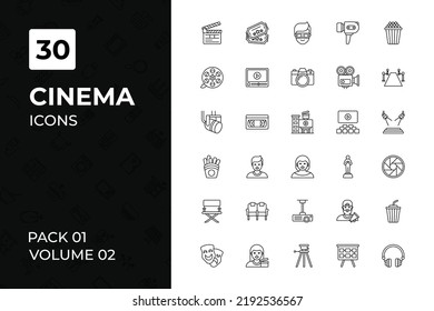 Cinema icons collection. Set contains such Icons as 3d, camera, chair, and more