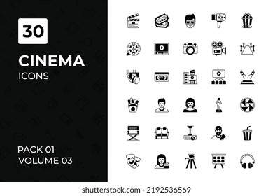 Cinema icons collection. Set contains such Icons as 3d, camera, chair, and more