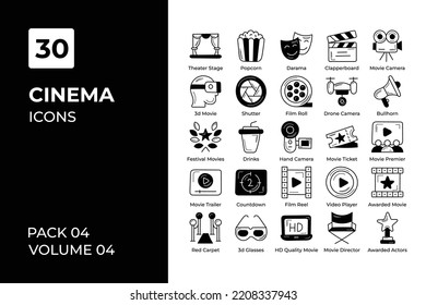 Cinema icons collection. Set vector line with elements for mobile concepts and web apps. Collection modern icons.