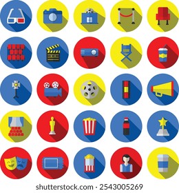Cinema Icons Color Fill Style  Collection