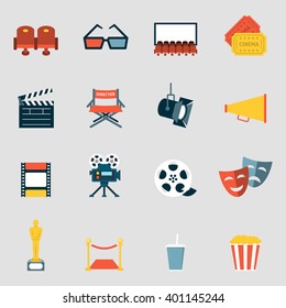 Cinema Icons Flat Making Film Watch Stock Vector (Royalty Free ...