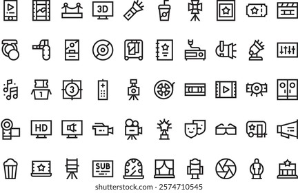 Cinema icons High-Quality Vector Icons Collection with Editable Stroke. Ideal for Professional and Creative Projects