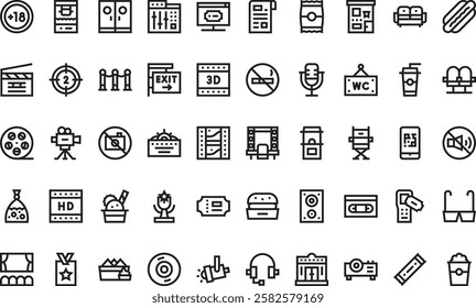 Cinema icons High-Quality Vector Icons Collection with Editable Stroke. Ideal for Professional and Creative Projects