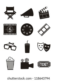 cinema icons over white background. vector illustration