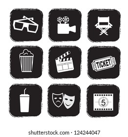 cinema icons over white background vector illustration