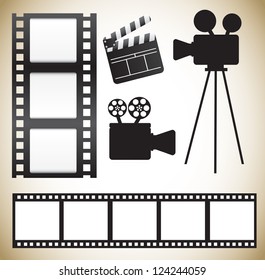 Cinema icons over white background vector illustration