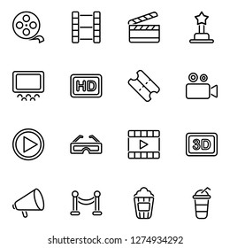 Cinema icons pack. Isolated cinema symbols collection. Graphic icons element